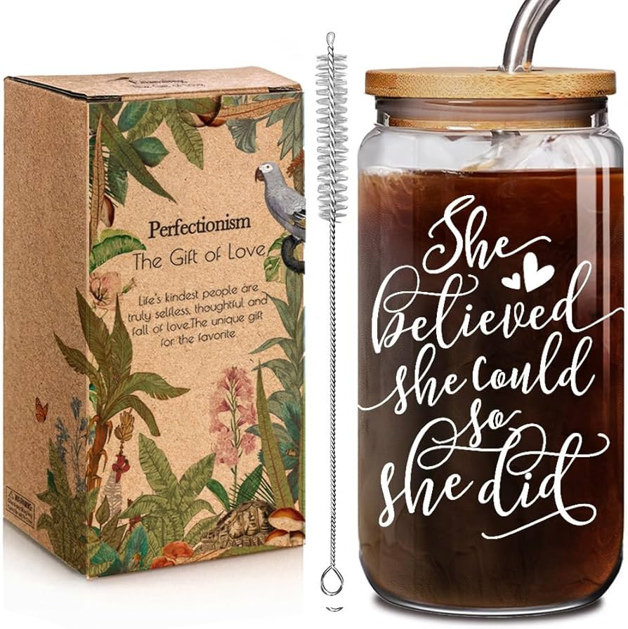 2025 She Believed She Could So She Did Glass Cup 16oz Congratulations Gifts for Women Friend Best... | Amazon (US)