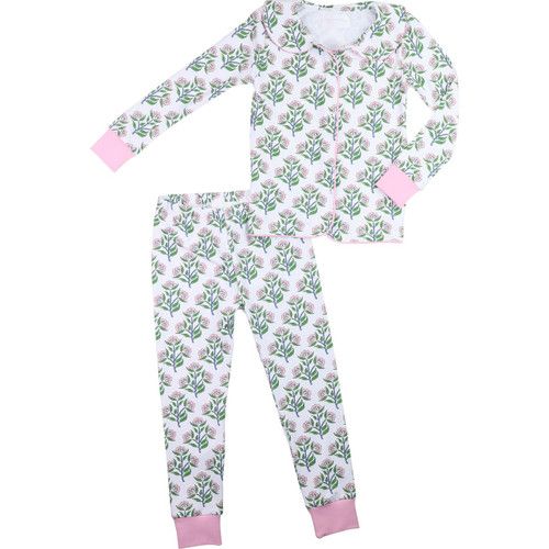 Pink And Green Floral Knit Pajamas | Cecil and Lou