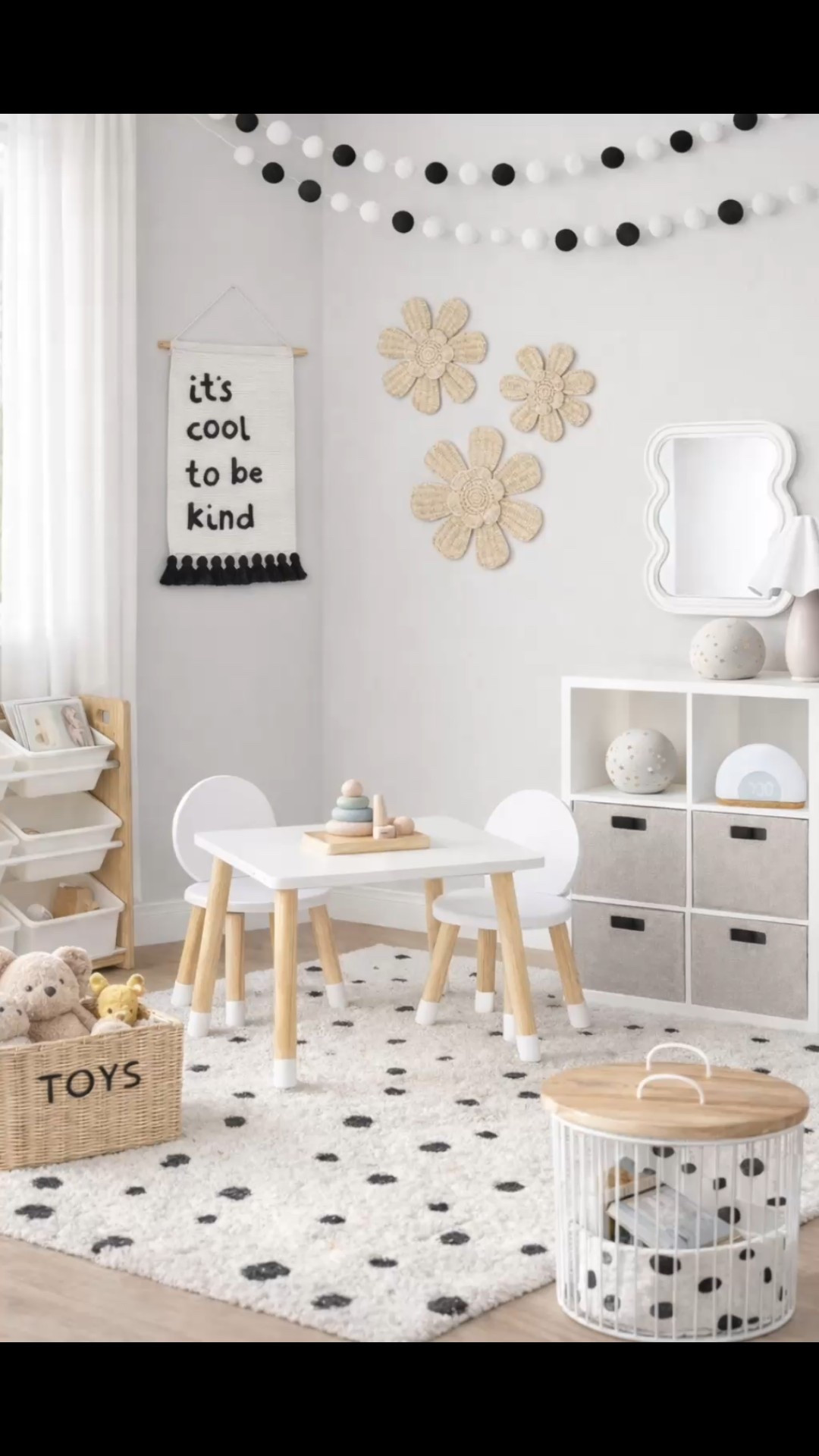 Neutral kids playroom decor, Montessori-inspired furniture, toy storage, minimalist playroom ideas, gender neutral kids room, playroom organization, nursery decor, kids table and chairs, soft area rug, storage bins, natural wood toys, Scandinavian kids decor, modern home styling, Target home finds, Amazon finds, toddler room, nursery decor

#LTKHome #LTKKids #LTKBaby