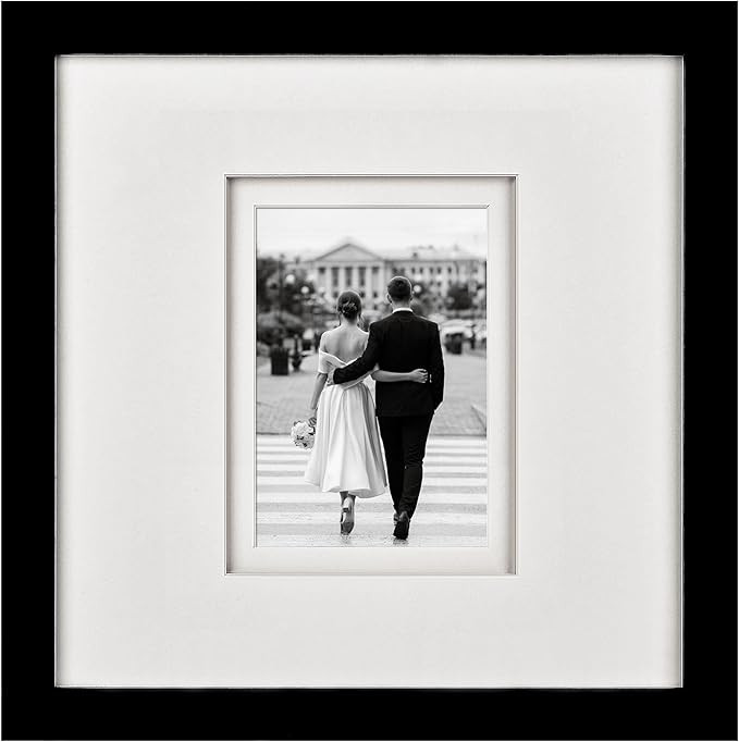 Yaetm 12x12 Square Picture Frame Matted to 5x7, Double Floating Ivory Mat, Black Photo Frame with... | Amazon (US)