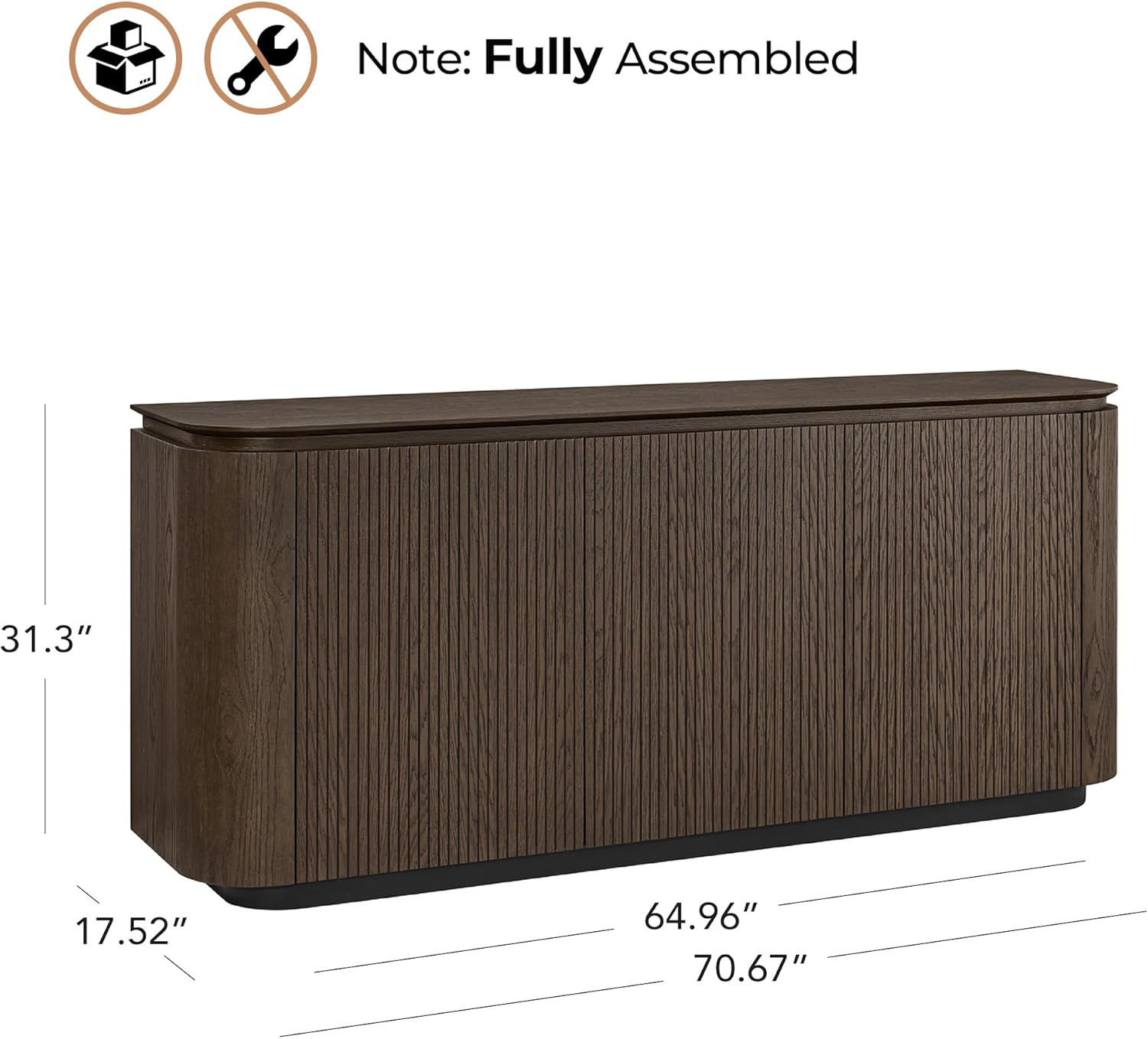 CHITA 70.7" Full Assembled Sideboard Buffet Cabinet, Minimalist Rounded Corner Buffet Cabinet wit... | Amazon (US)