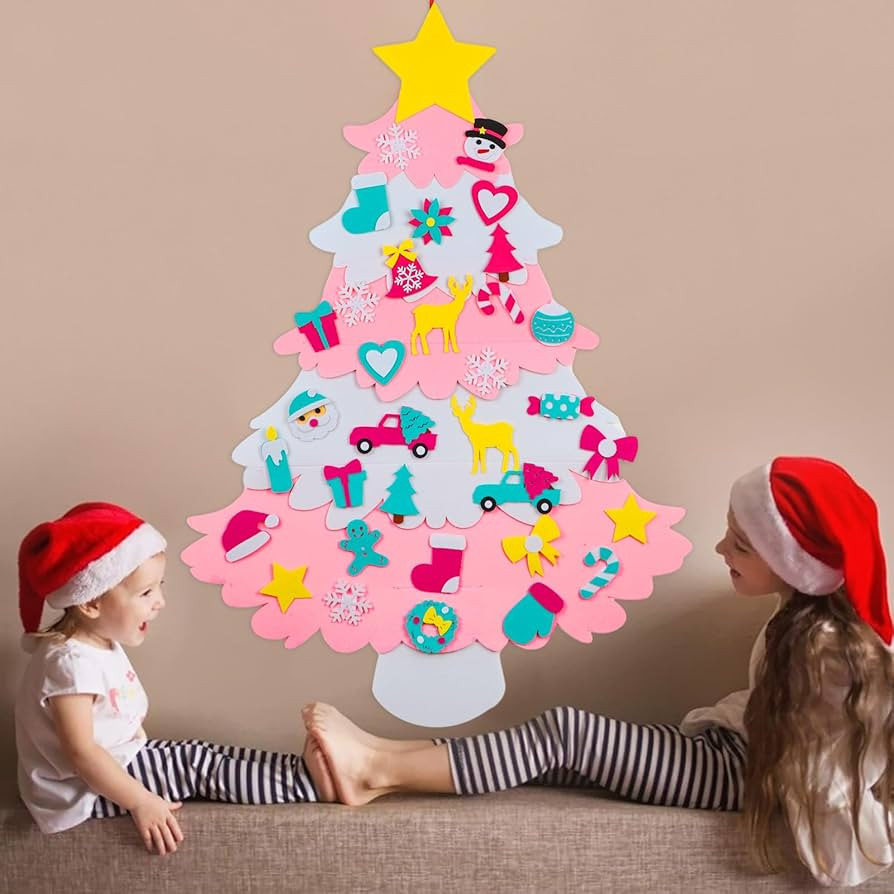 AerWo DIY Felt Christmas Tree for Kids Wall, 35PCS Detachable Felt Christmas Tree Set with Orname... | Amazon (US)