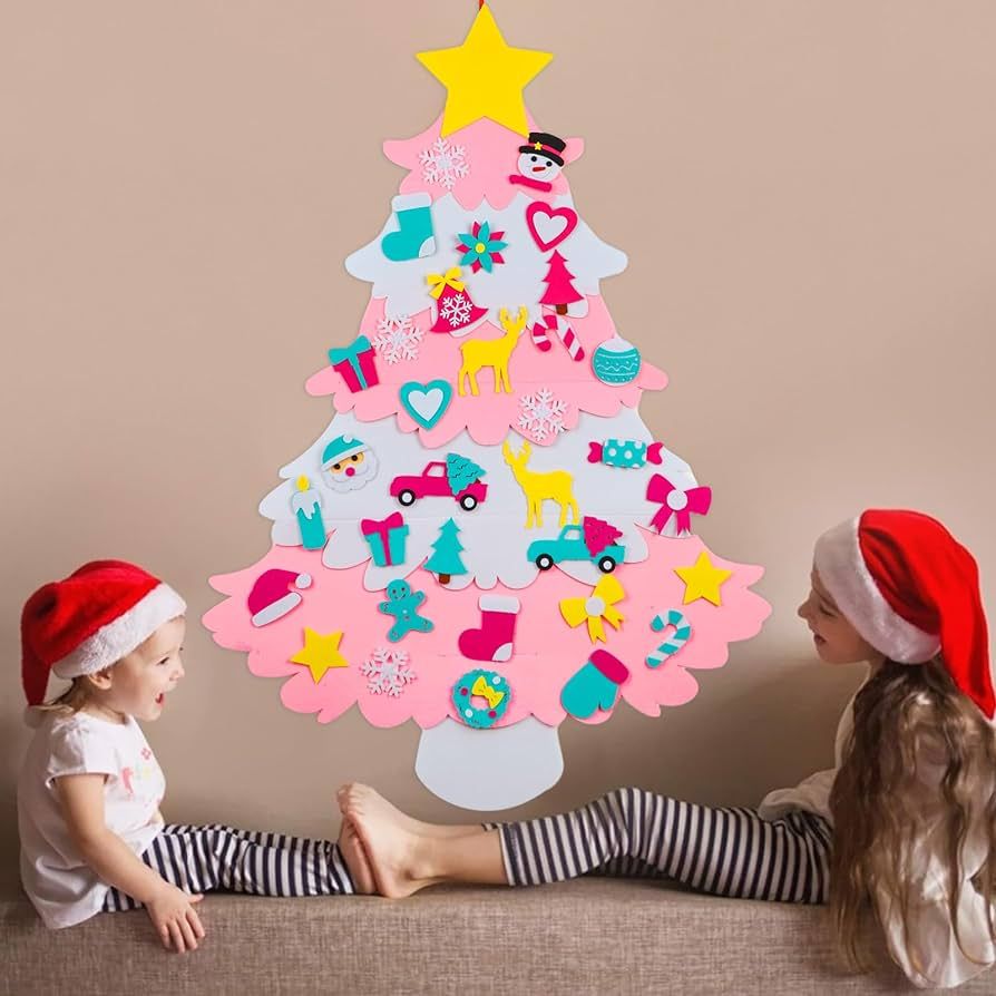 OurWarm Kids Felt Christmas Tree for Kids Wall, 35PCS DIY Felt Christmas Tree Set for Toddlers, F... | Amazon (US)