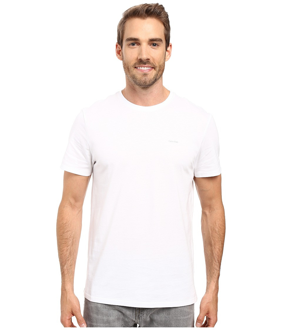 Calvin Klein - Short Sleeve Pima Cotton Crew T-Shirt (White) Men's T Shirt | Zappos