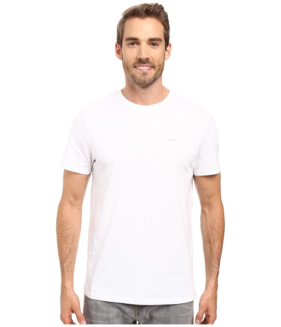 Calvin Klein - Short Sleeve Pima Cotton Crew T-Shirt (White) Men's T Shirt | Zappos