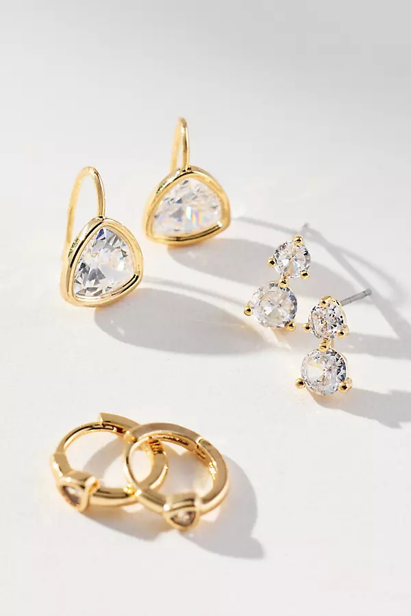 Shaped Crystal Earrings, Set of 3 | Anthropologie (US)