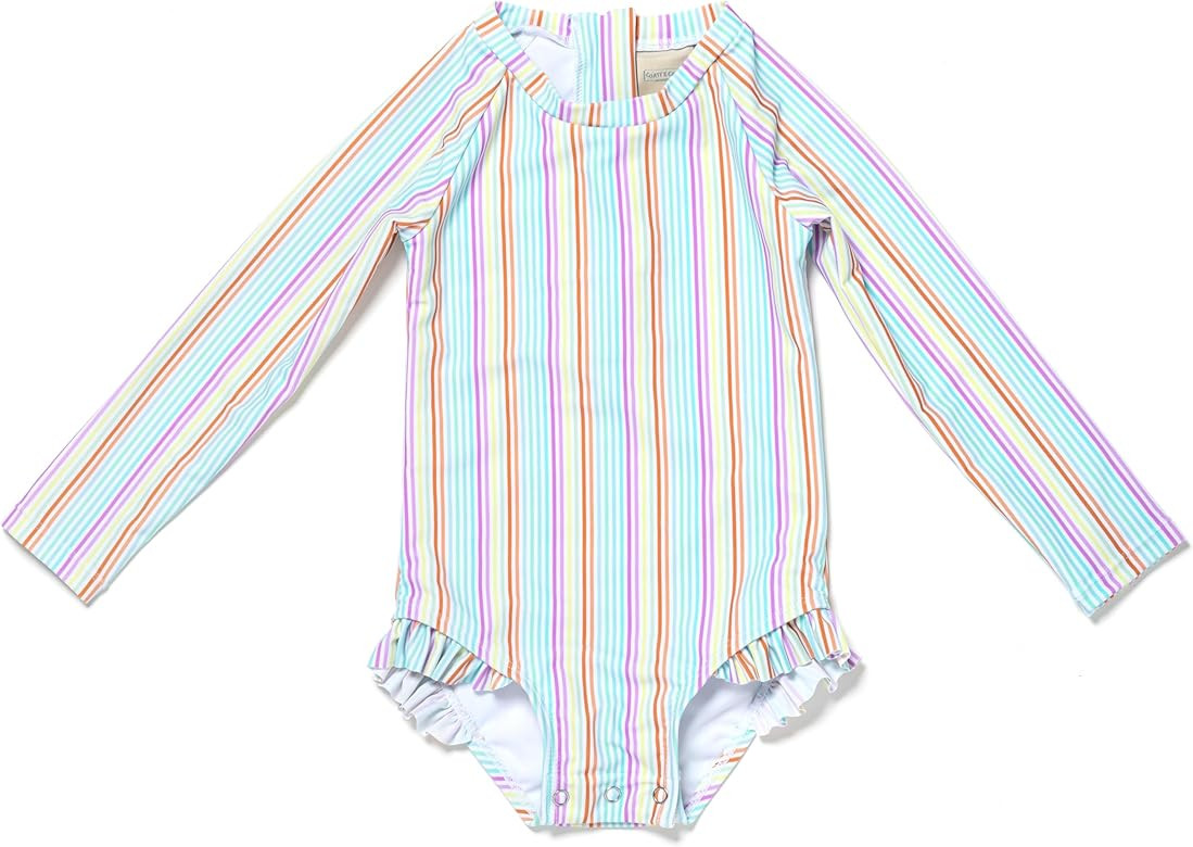 Coast & Crest Baby and Toddler Girl Long Sleeve Rash Guard One Piece Swimsuit | Amazon (US)