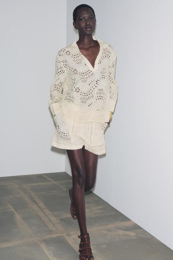 ZW COLLECTION PERFORATED EMBROIDERY SHIRT | Zara US