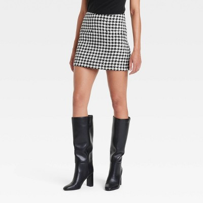 Women's Mini A-Line Skirt - A New Day™ Black/Cream Houndstooth | Target