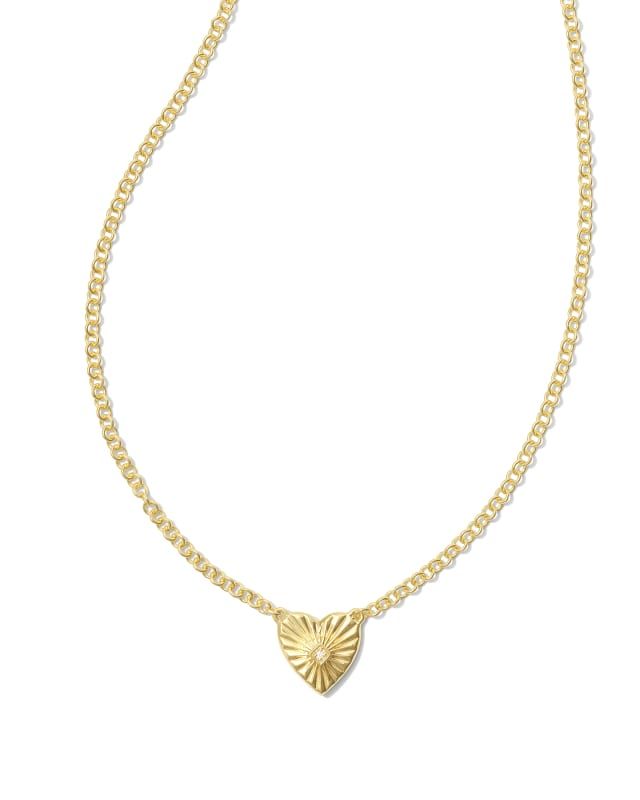 Maia 18k Gold Vermeil Heartburst Pendant Necklace in White Sapphire | Kendra Scott