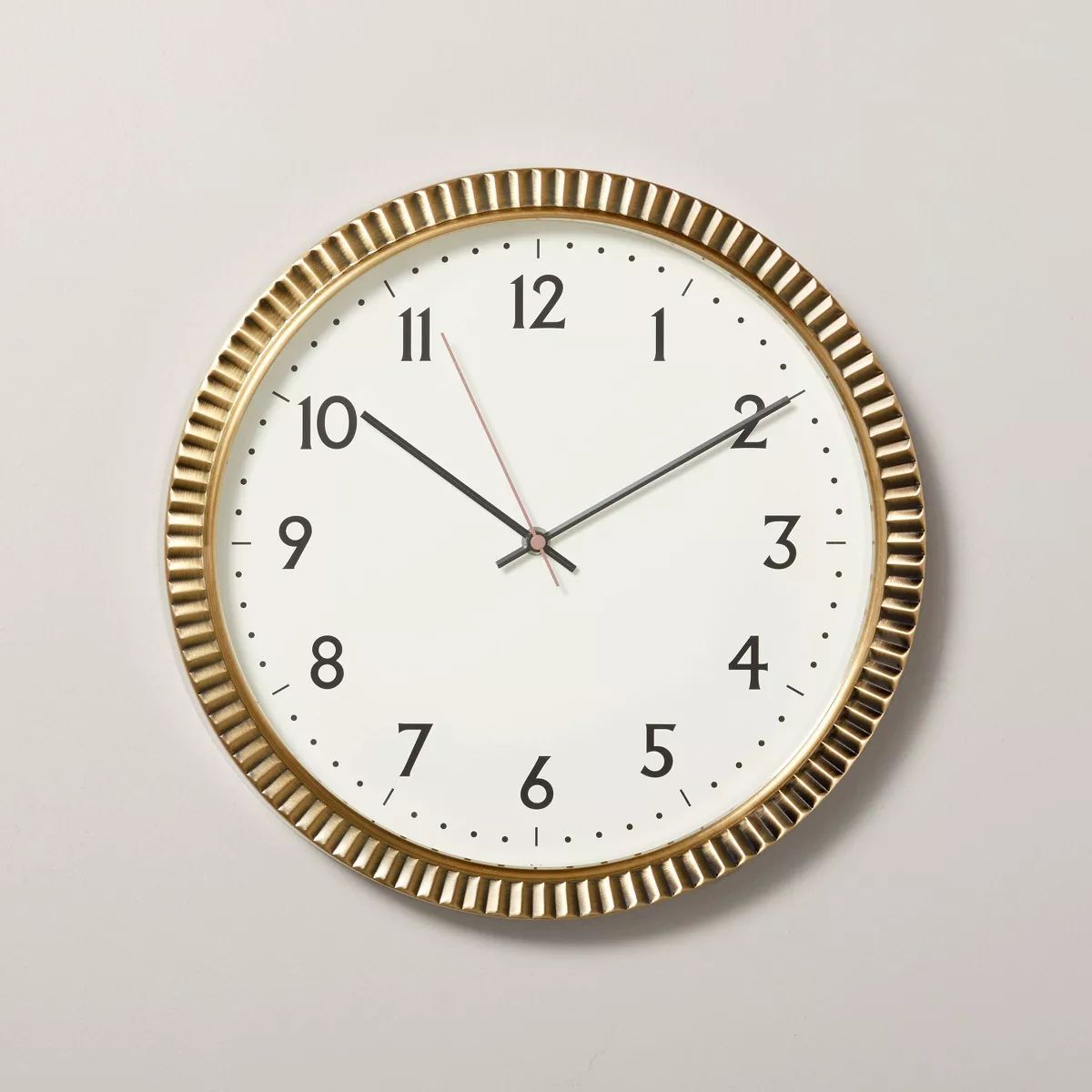 14" Pleated Brass Round Analog Wall Clock Antique Finish - Hearth & Hand™ with Magnolia | Target