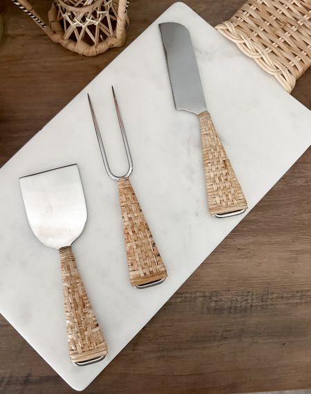 @serenaandlilly serving marble board and utensils wrapped in rattan love these for our organic neutral  modern bohemian bar area. #neutral #serenaandlilly #cuttingbiard #marblecuttingboard #modernbohemian #coastal #rattan 

#LTKhome #LTKSeasonal #LTKstyletip