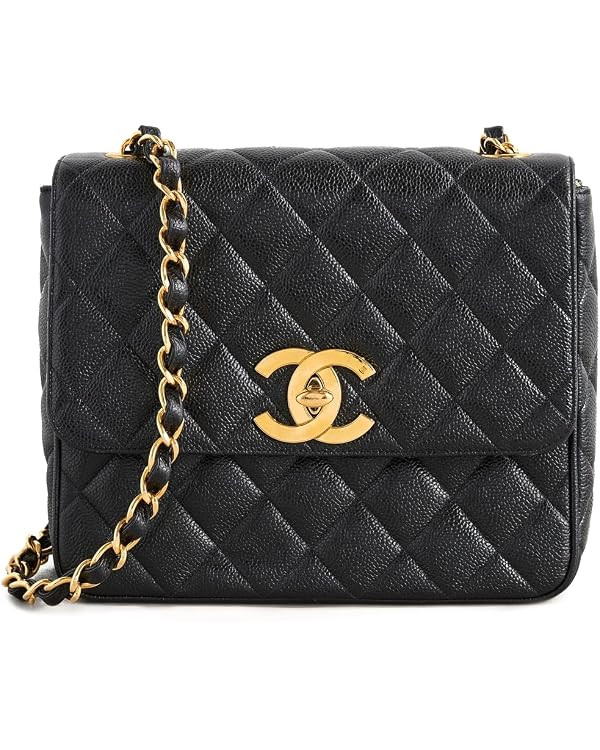 CHANEL Women's Pre-Loved Black Caviar Big CC Square Large Bag | Amazon (US)