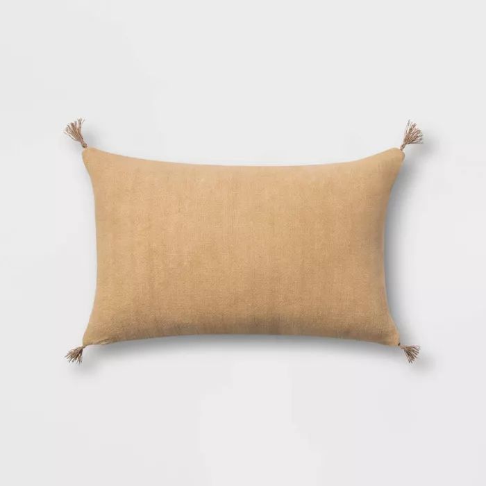 Washed Linen Lumbar Throw Pillow with Tassels - Threshold™ | Target