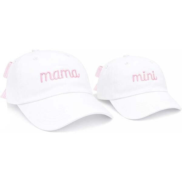 Mama & Mini Bow Baseball Hat Set, White | Maisonette