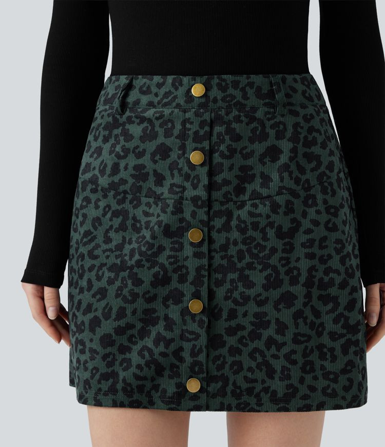 Women’s High Waisted 2-in-1 Leopard Print Mini Casual Skirt with Pocket - Halara | HALARA