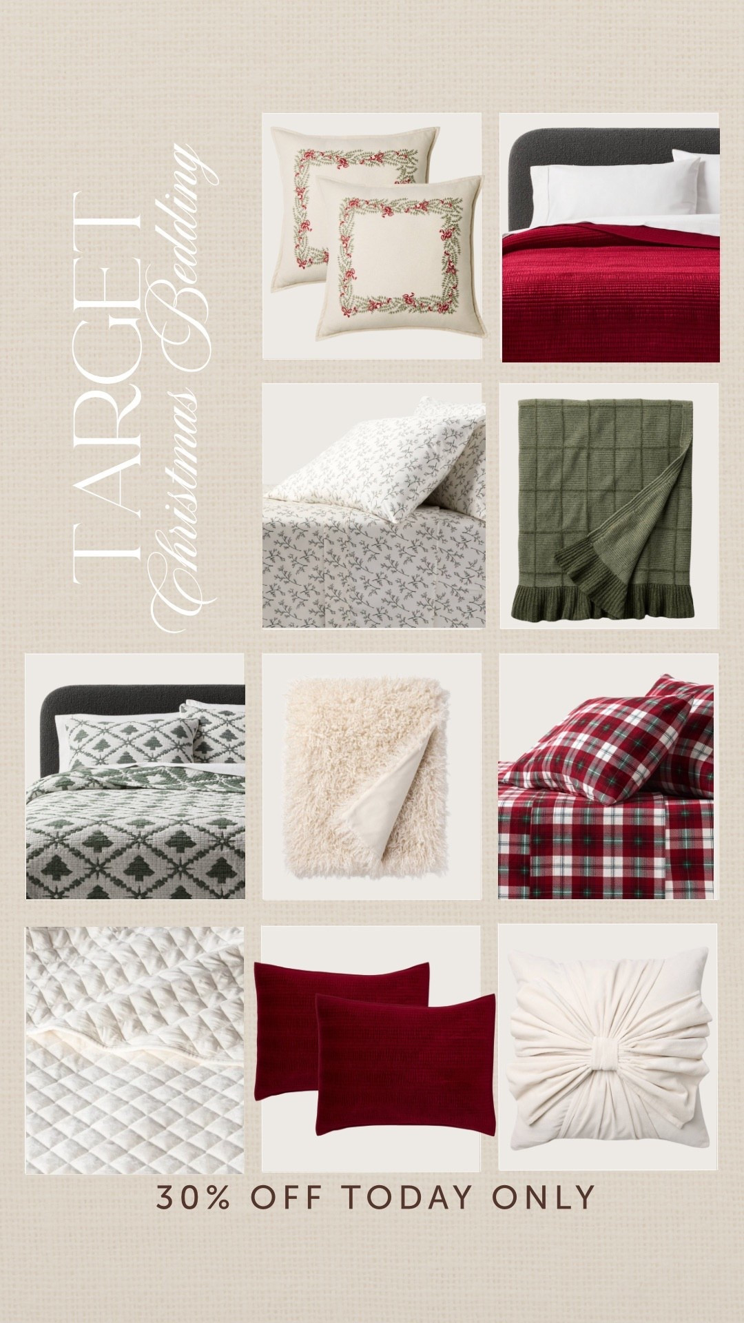SALE ALERT! Target bedding 30% off today! 🎄✨

#bedding #christmasbedding #christmasdecor #bedroominspo #target #targethome #targetsale #plaidbedding #bowpillow #ralphlaurenchristmas #velvetbedding

#LTKHoliday #LTKSaleAlert #LTKHome