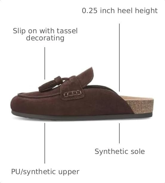 ZJGZF Suede Clogs for Women Cork Tassel Flat Loafers Comfort Mule Clogs Slip on Round Toe Walking... | Amazon (US)