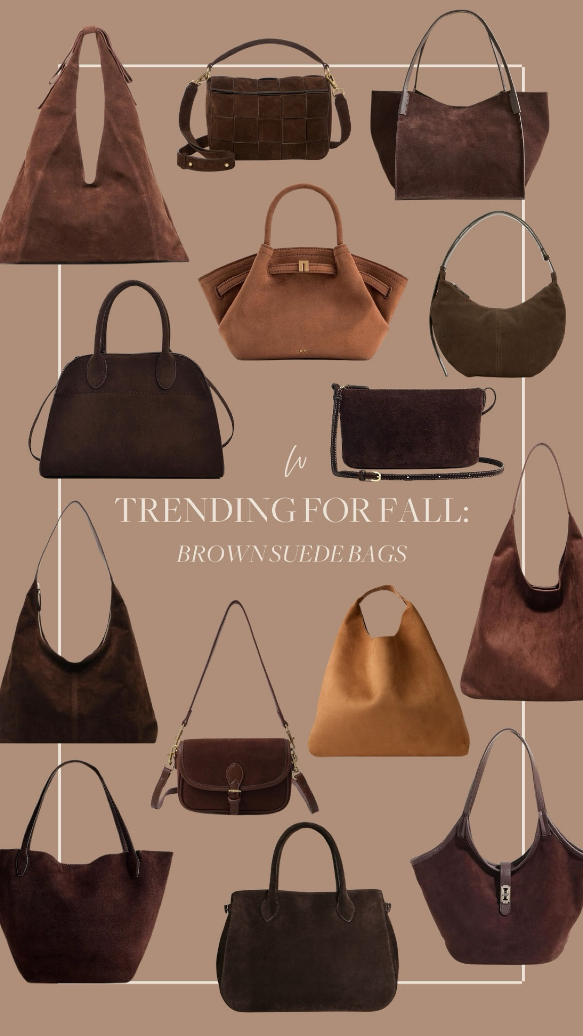 Brown suede bags are trending for fall and I am fully on board! I’ve rounded up some of my favorites from designer to affordable, and I may have grab one for myself already too! 