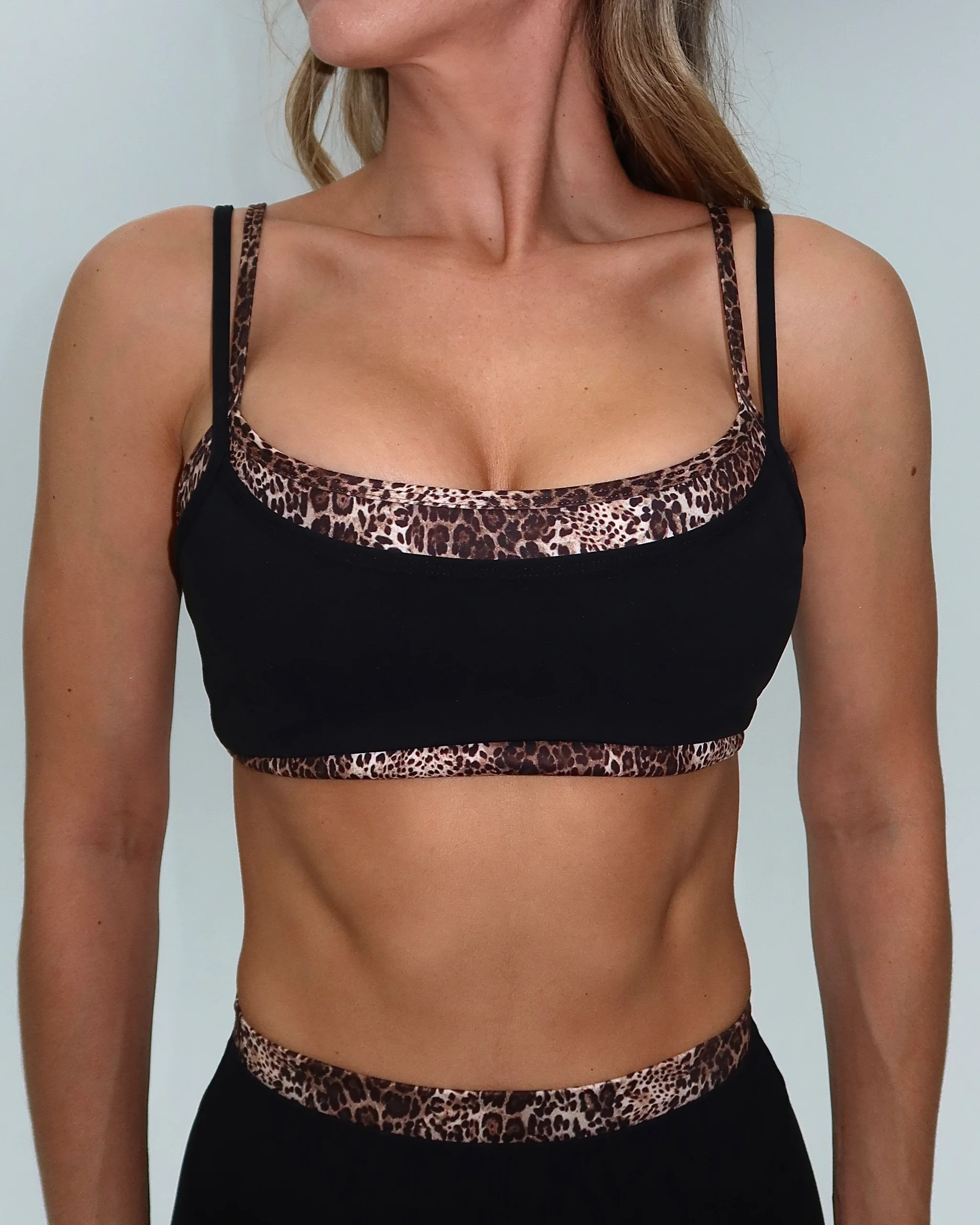 Double Layer Scoop Bra - Black & Wild Side | Liaison the Label