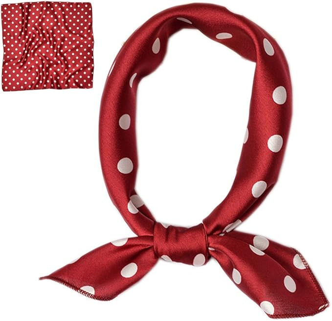 Women Silk Neckerchief Polka Dot Small Square Neck Scarf for Women PSSJ01 | Amazon (US)