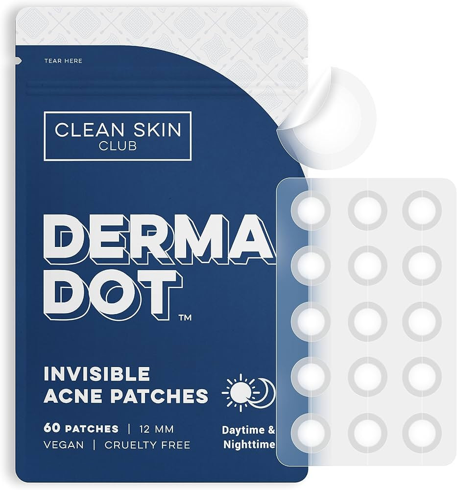 CLEAN SKIN CLUB 60 Invisible Vegan Pimple Patches, Derma Dot Hydrocolloid for Covering Zits, Acne... | Amazon (US)