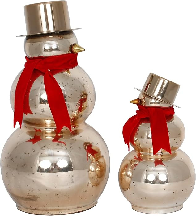 Glass Snowman Set of 2 Pieces Assorted Tabletop Christmas Décor (9 inch Height x 5 inch Width & ... | Amazon (US)