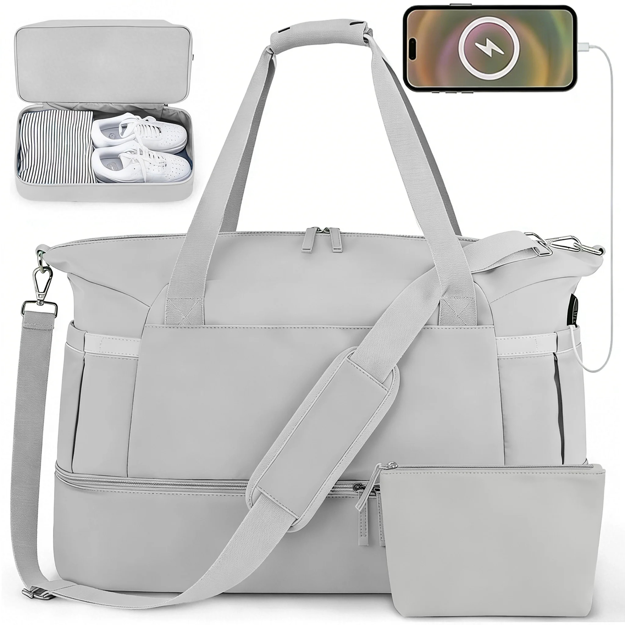 DAKIMOE Travel Duffel Bag for Women Gym Bag with USB Charging Port Large Weekender Overnight Bag ... | Walmart (US)