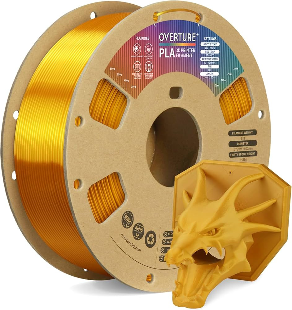 OVERTURE PLA Filament 1.75mm, Neatly Wound 3D Printer Filament 1kg Spool (2.2lbs), Dimensional Ac... | Amazon (US)