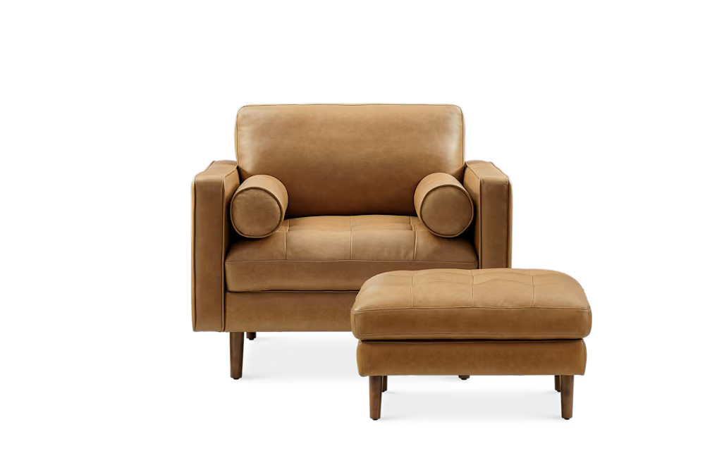 Madison Leather Armchair with Ottoman | Castlery US | Castlery US