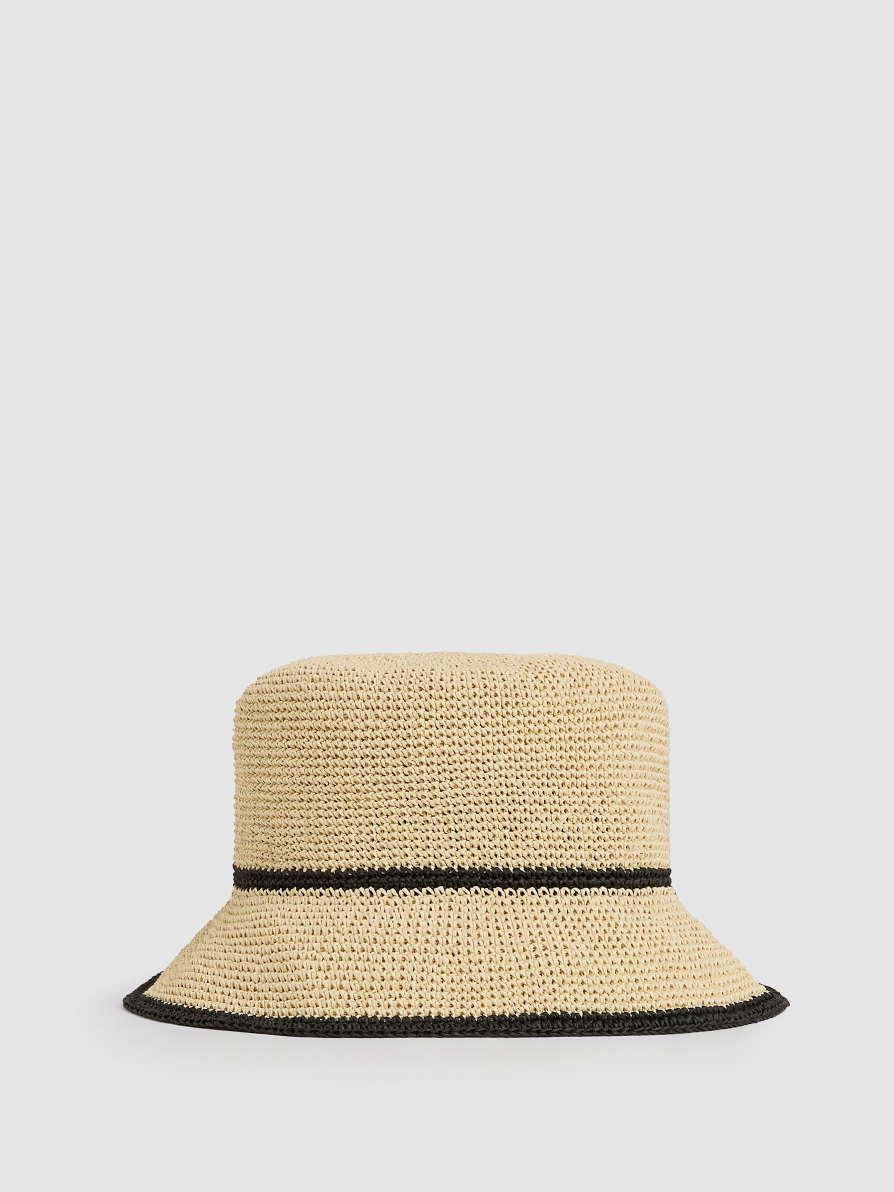 Reiss Tipped Straw Effect Hat in Natural | REISS | Reiss US