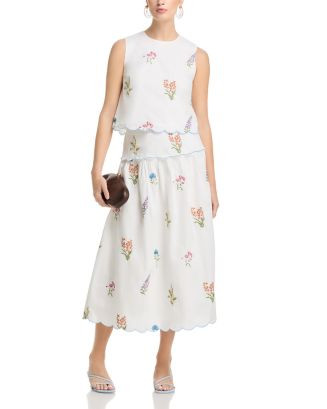 AQUA Embroidered Scallop Tank & Midi Skirt Set - Exclusive | Bloomingdale's AQUA Shop All | Bloomingdale's (AU)