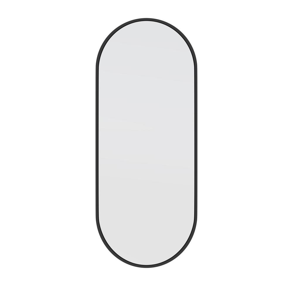 Glass Warehouse 16 in. W x 40 in. H Stainless Steel Framed Pill Shape Bathroom Vanity Mirror in B... | The Home Depot