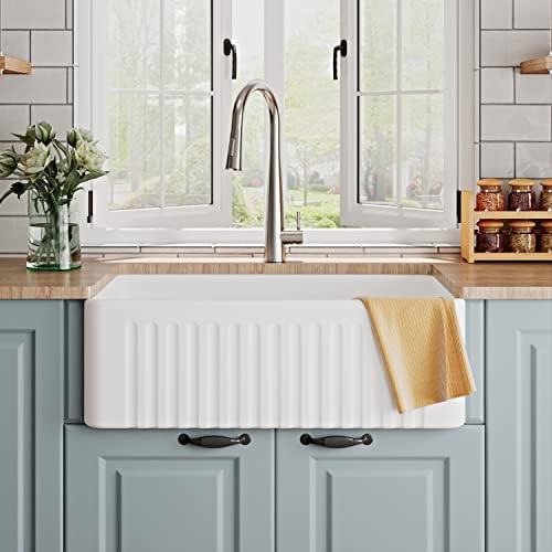 DeerValley DV-1K026 Farmhouse Sink White Farmhouse Kitchen Sink Apron Front Ceramic Single Bowl G... | Amazon (US)