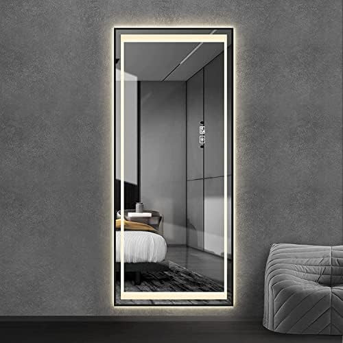 DECORAPORT 64 x 24 in LED Full Length Dressing Mirror with Touch Switch & Plug, Dimmable White & Yel | Amazon (US)