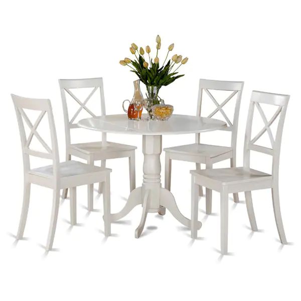 Linen White Small Table and 4 Dinette Chairs 5-piece Dining Set | Bed Bath & Beyond