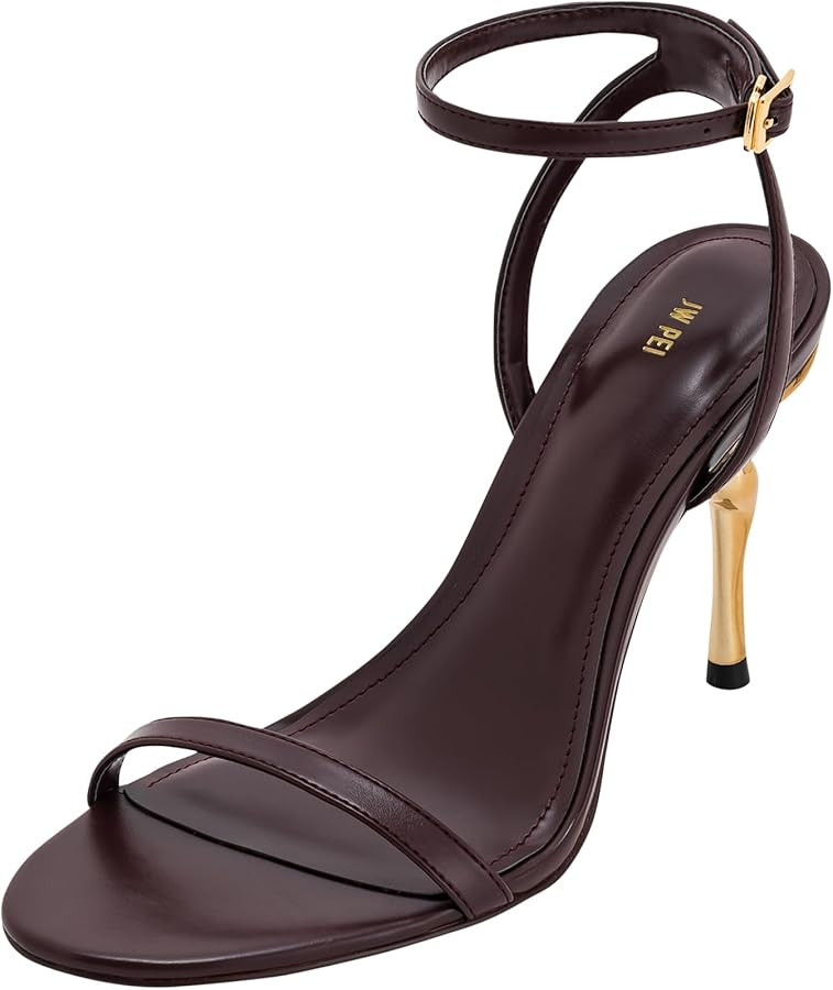 JW PEI Women's Alivia Gold Metal Heel Sandals | Amazon (US)
