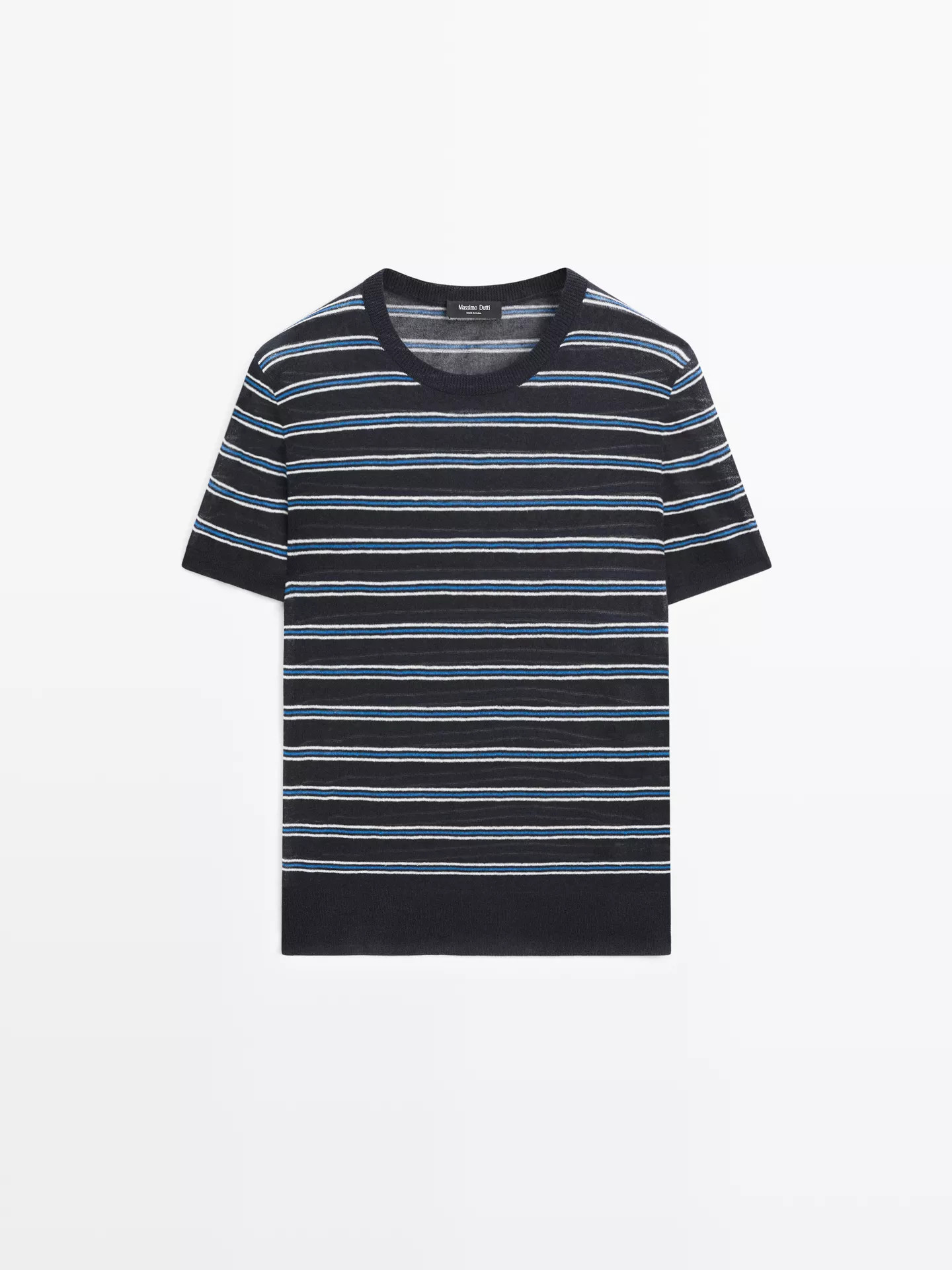 Short sleeve sweater with striped detail | Massimo Dutti UK