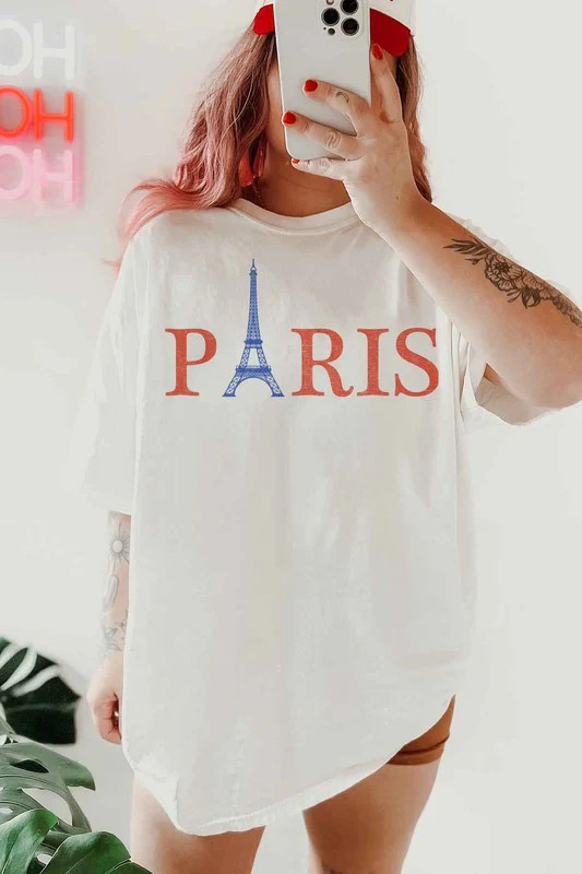 Paris Oversized Graphic Tee | WHITE / S/M | Casual Chic Boutique