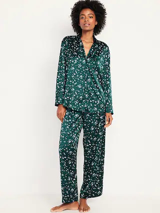 Printed Satin Pajama Pant Set for Women | Old Navy (US)