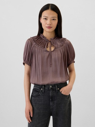 Satin Puff Sleeve Top | Gap Factory