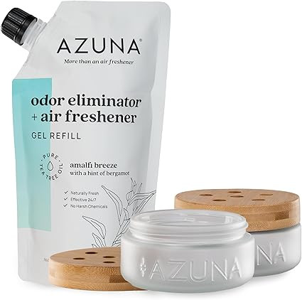 Azuna Air Freshener & Odor Eliminator Gel 2 Room Kit, Includes (2) 8 oz. Empty Luxe Glass Jars & ... | Amazon (US)