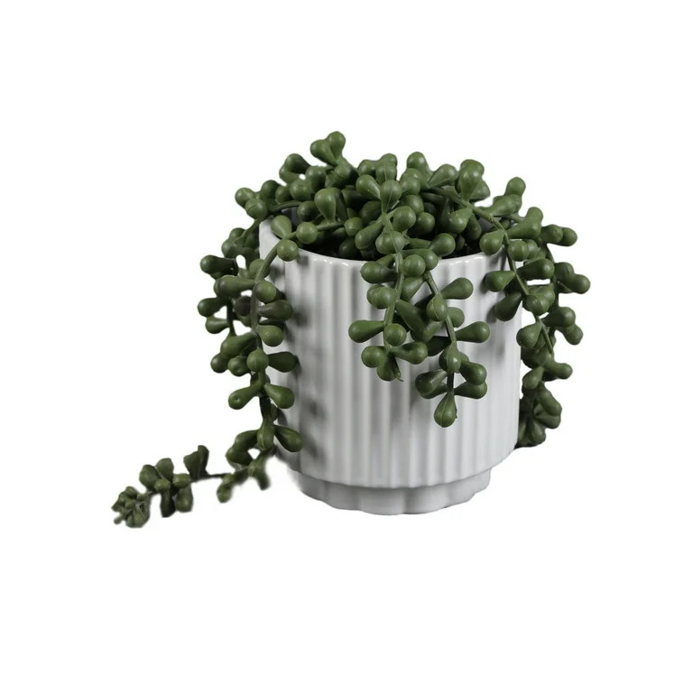 Mainstays 5.38” UV Protected Artificial String of Pearls in White Ceramic Pot Made for Tabletop... | Walmart (US)