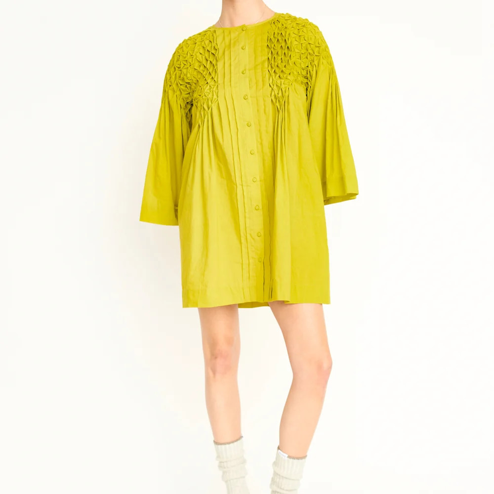 Ynez Smocked Dress in Lemongrass | MIRTH