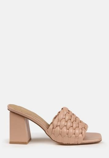 Nude Braided Block Heel Mules | Missguided (US & CA)