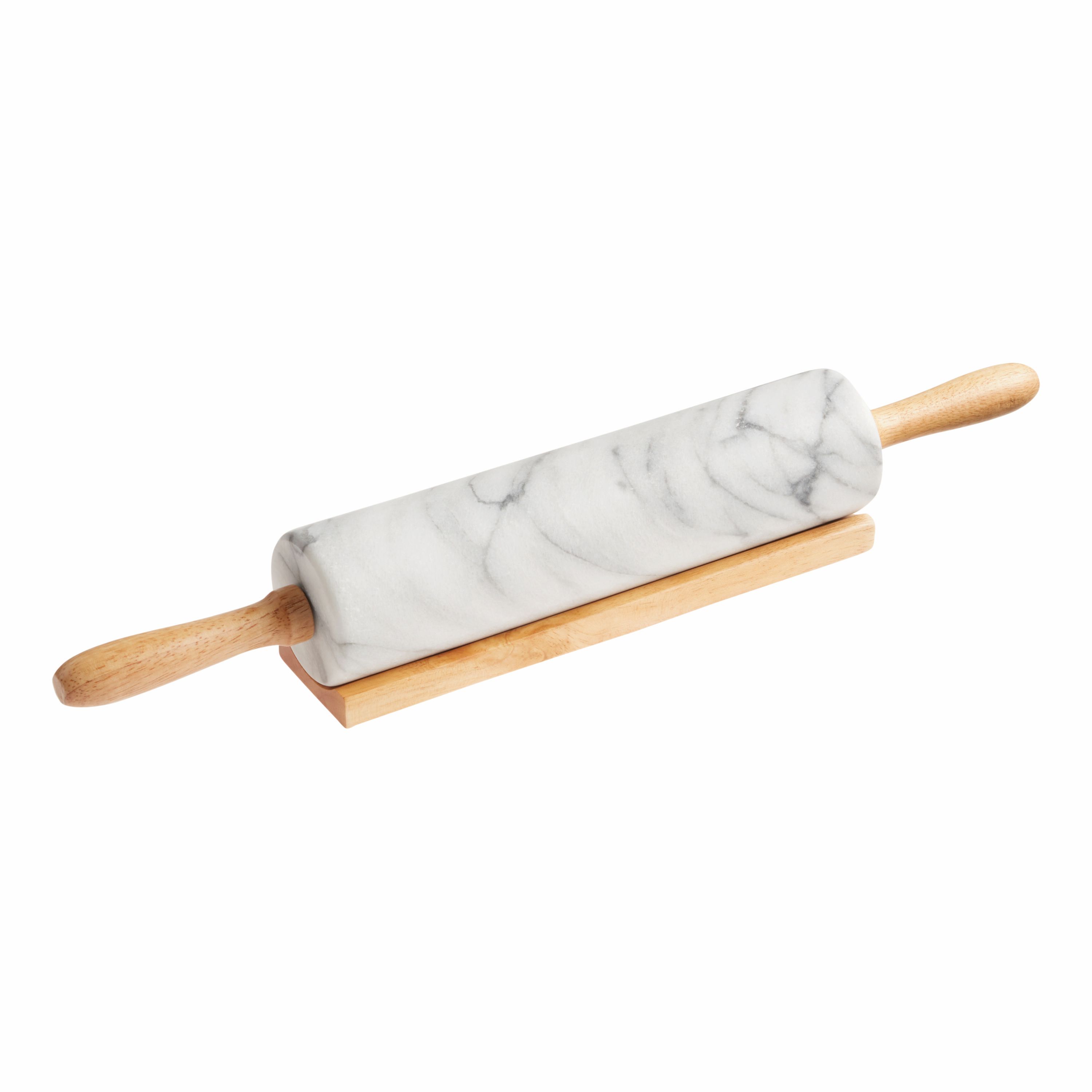 White Marble Rolling Pin With Wood Handles | World Market