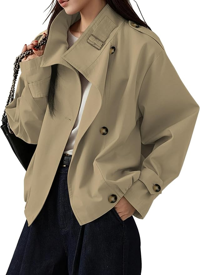Side Pockets, Elastic Hem, Back Bubble Design, Cotton Blend Fabric, Trendy, Turtleneck, Spring Fa... | Amazon (US)