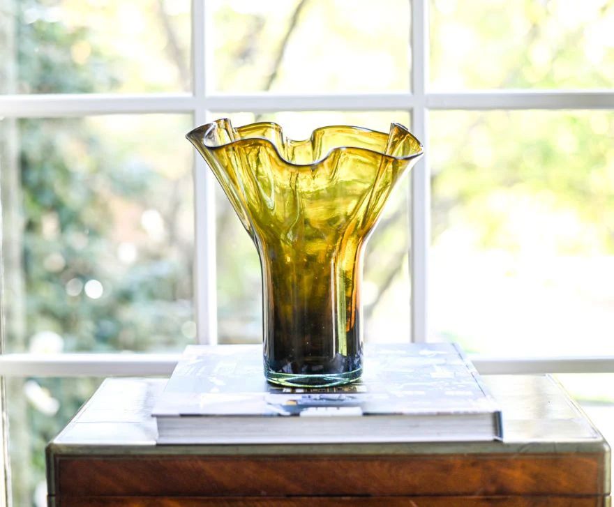 Lettuce Leaf Vase in Electric Amber | Half Past Seven