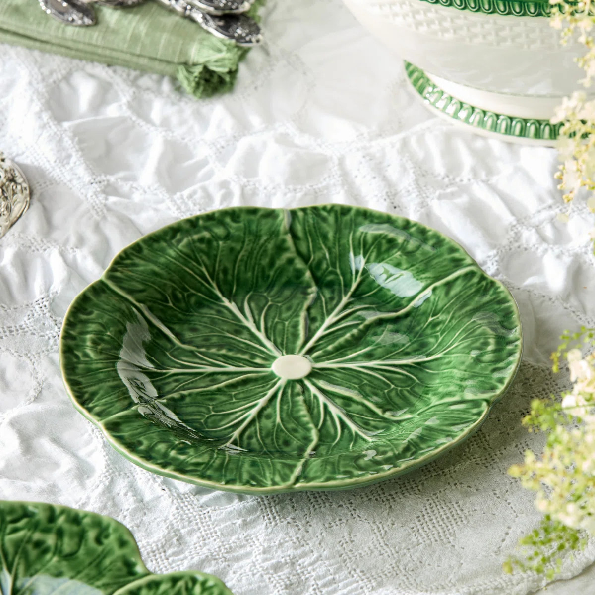 Le Jardin Cabbage Set of 4 3-D Salad Plate 9" – Sculpted Green Stoneware Leaf Plate – Seasona... | Wayfair North America