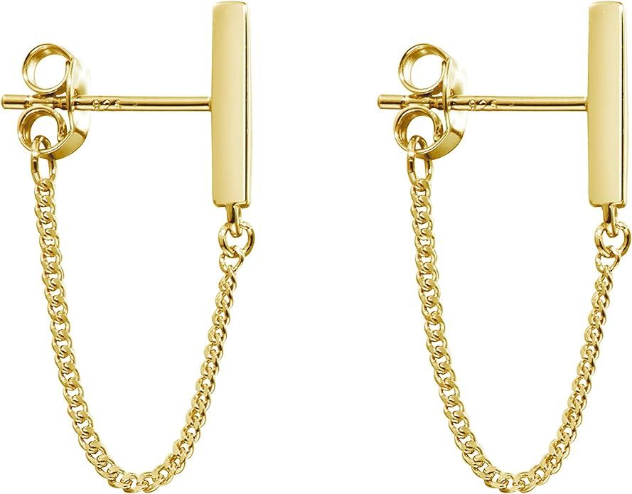 Chain Earrings Dainty Earrings Minimalist Hypoallergenic Earrings for Women Sensitive Ears Gold S... | Amazon (US)